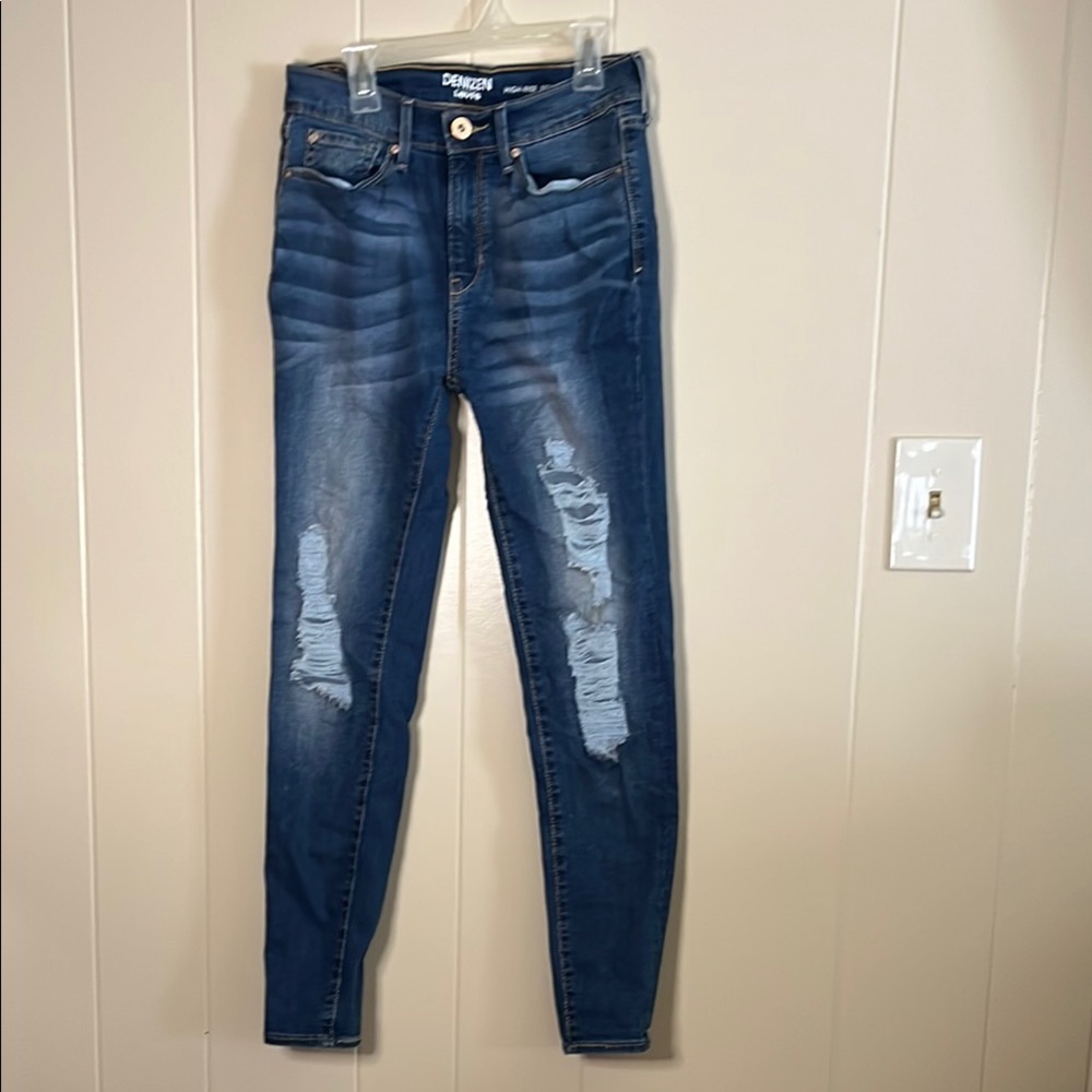 Denizen from Levi's Blue Skinny Jeans with Distressed Details